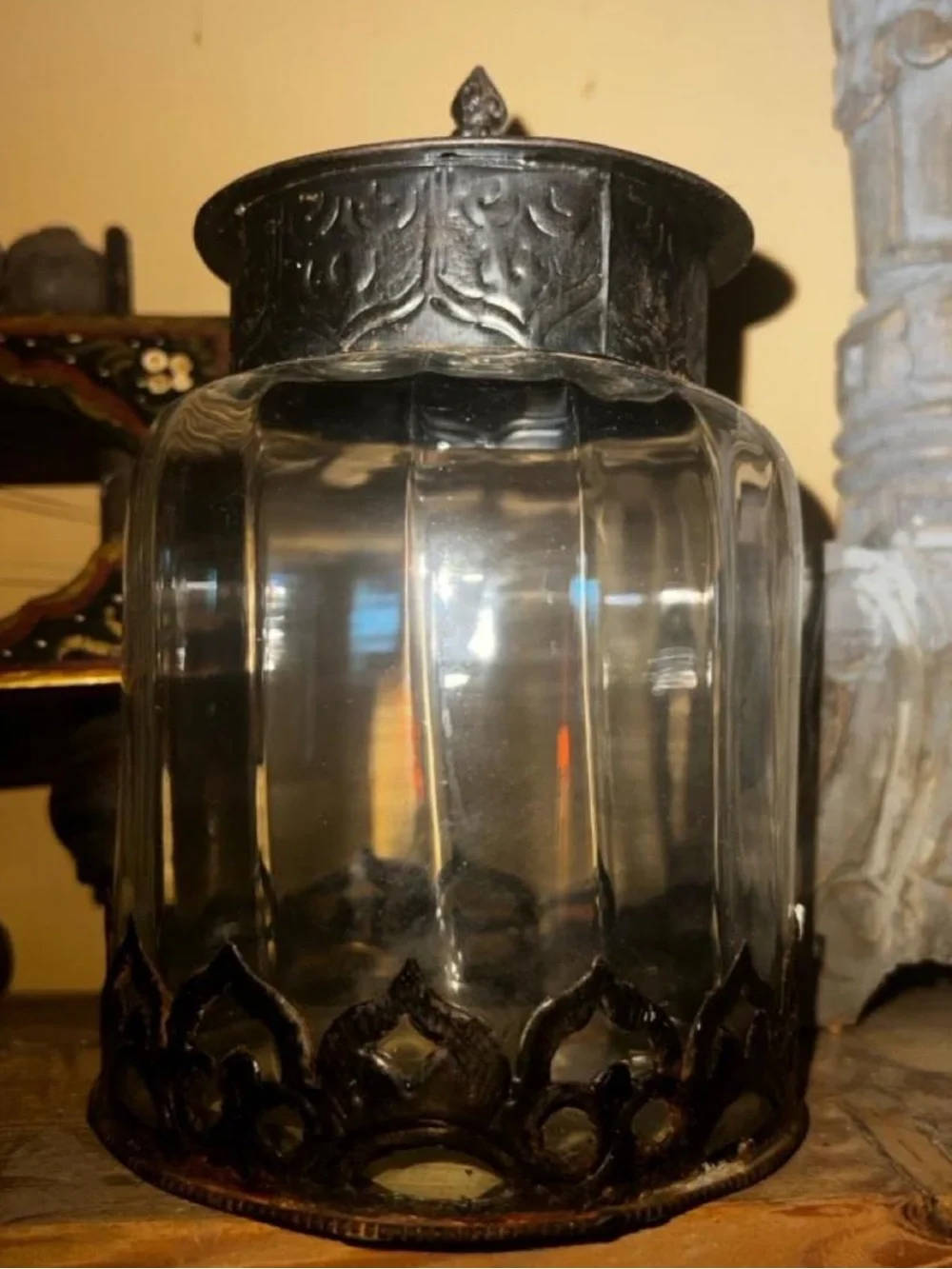 Target 2003 Market Bazaar Glass Metal Canister Trinket Jar Made in India